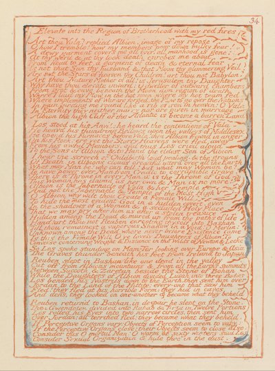 エルサレム、プレート34、同胞団の地域に昇格.... 作： William Blake